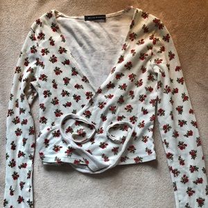 Brandy Melville wrap around long sleeve crop tee